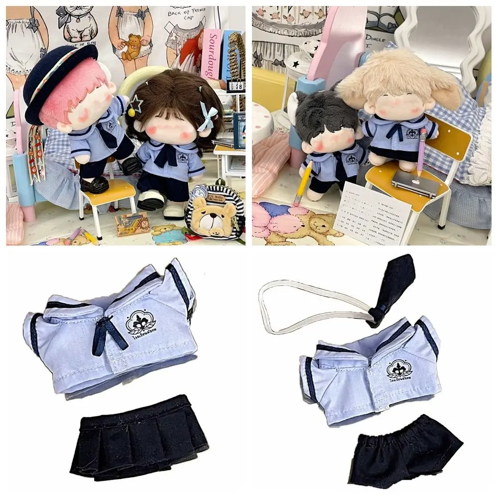 10cm 20cm Doll Clothes Blue Mini School Suit Blouse Skirt Suit Playing House Photo Prop Miniature School Uniform