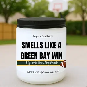American Football Victory Candle, Smells Like a Green Bay Win | Lucky Game Day Candle for NFL Fans Football Candle | Unique Gift for Green Bay Packers , Coaches & Team Supporters | Game Day Candle for Football Fan, Valentines Day gifts for him, boyfriend