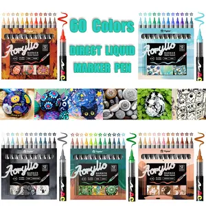 Liquid Acrylic Marker, Acrylic Paint Pen Set of 12 Colors with 5 Main Color Schemes, Variable Tip From 0.5-6mm, Waterproof and Fade Resistant for Art and DIY Projects