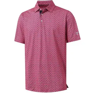 Men's Golf Polo Short Sleeve Dry, Moisture wicking Performance Printed Collar Shirt Spring DeclarationRAIMENTRY