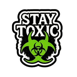 Alt Goth 4" BOPP Green Grunge Die-Cut Sticker - Stay Toxic Biohazard Adhesive Permanent Sticker for Scrapbooking, DIY Toys & Hobbies, Permanent Sticker Stickers, Adhesive Stickers Stickers
