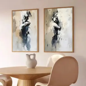 2 Pieces Blue Grey Abstract Watercolor Brushstroke Art, Modern Wall Mural, Simple Serene Home Art, Contemporary Gallery Decor, Cool Tone Painting, Wall Decor for Living Room and Bedroom, Framed or Unframed.