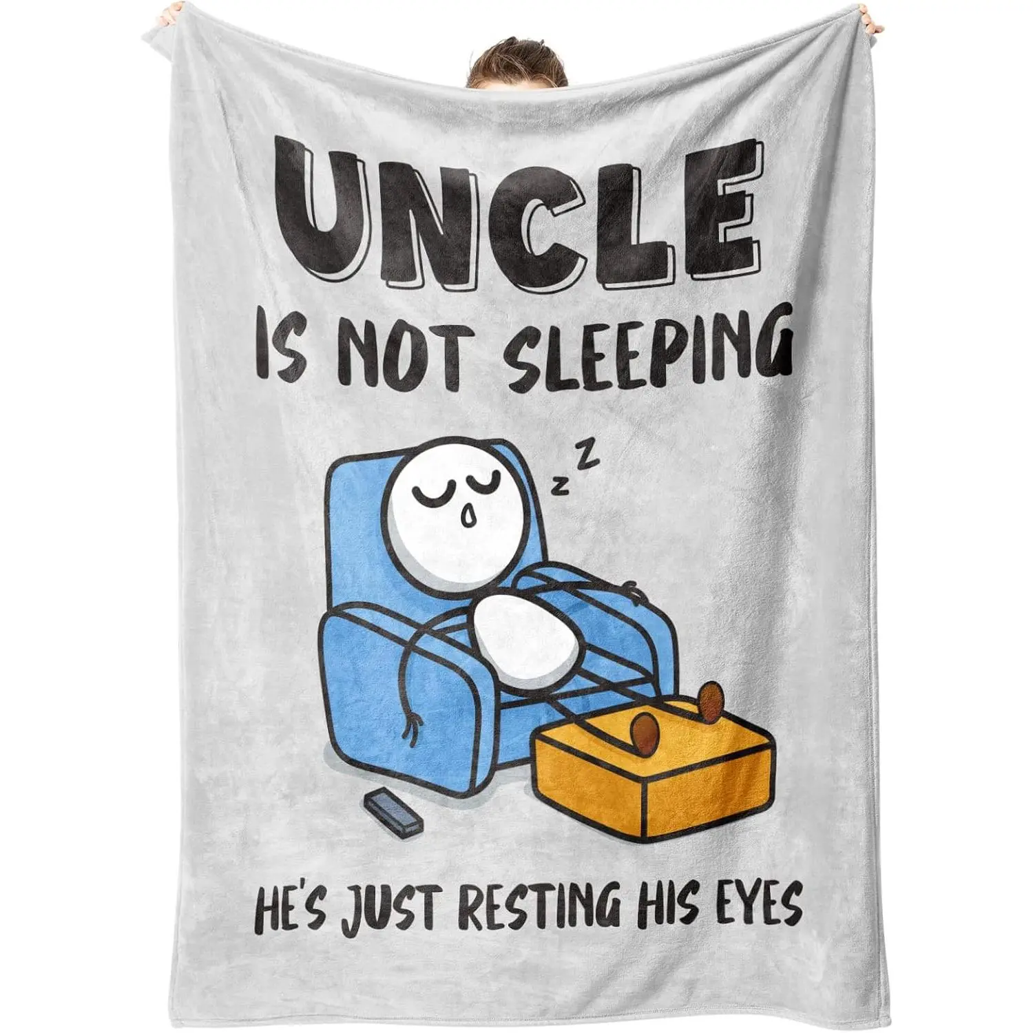 Funny Gifts for Uncle Birthday Fathers Day, Uncle is not Sleeping Blanket, Uncles Gifts from Niece Nephew, Super Soft Flannel Throw Blanket for Napping and Couch, 60"*50" (Gray)