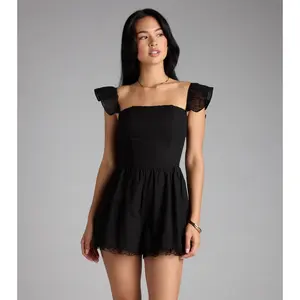Flirty Perfection Corset Lace Trim Romper