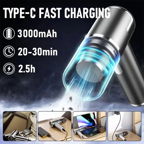 Compact 4-in-1 Cordless Air Duster and Vacuum with Fast Charge Technology
