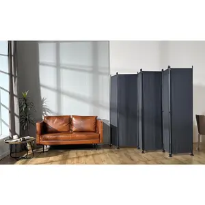 6 Panel Room Dividers Folding  Screen, 10ft Wide 6ft Tall Partition Office Walls Separator with Small Base, Grey