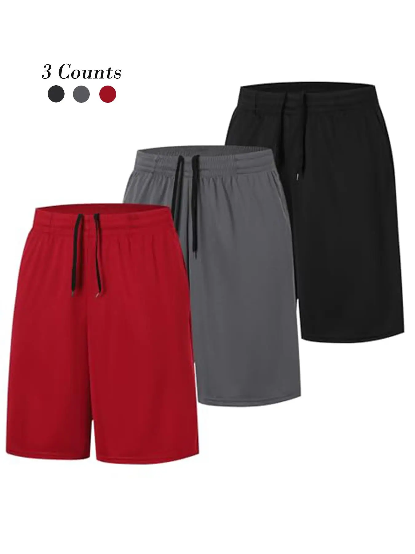 Men's Solid Drawstring Waist Gym Shorts, Breathable Comfortable Pocket Track Shorts for Outdoor Gym Workout Running, Men's Sport & Outdoor Clothing fo