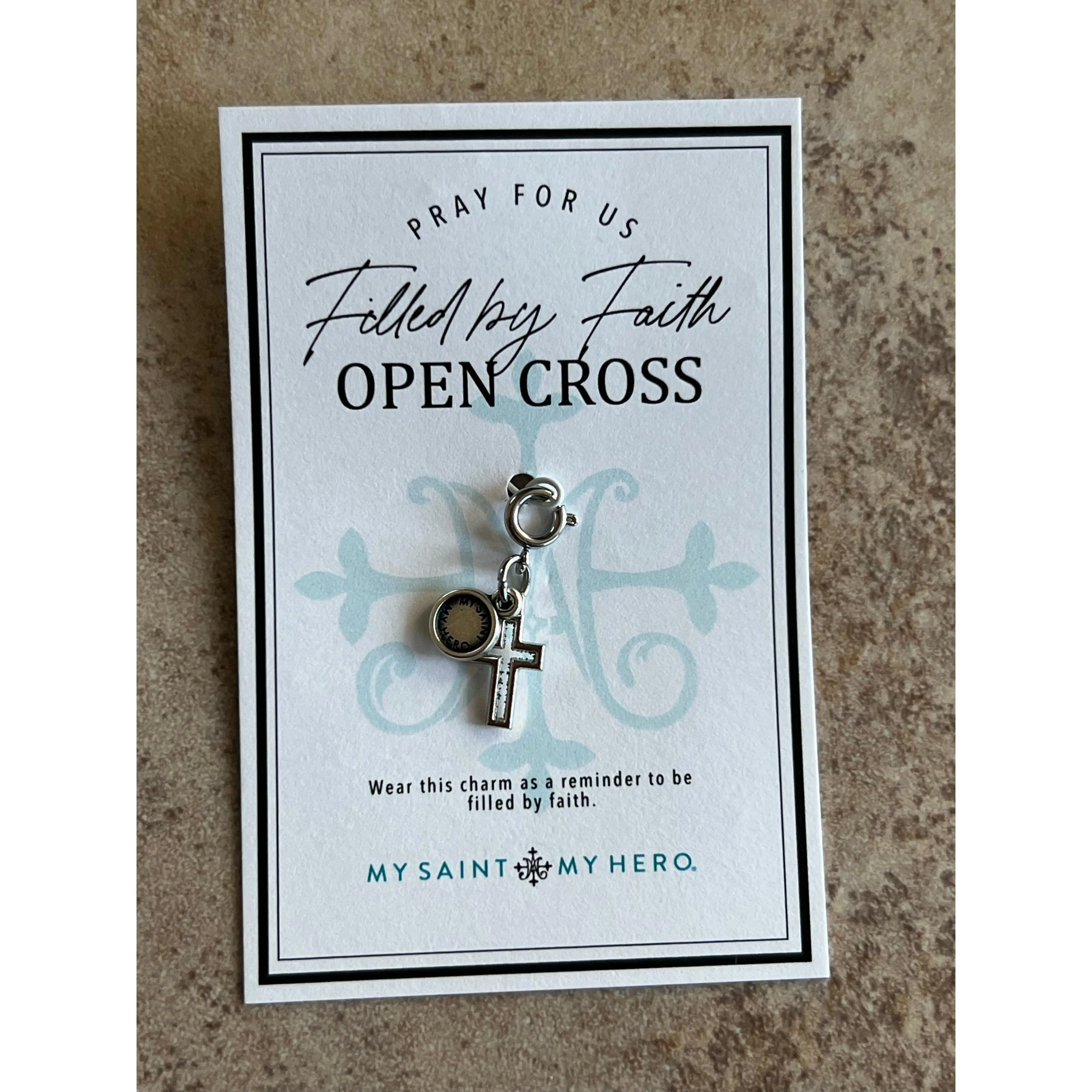 Filled By Faith Open Cross Medal Charm