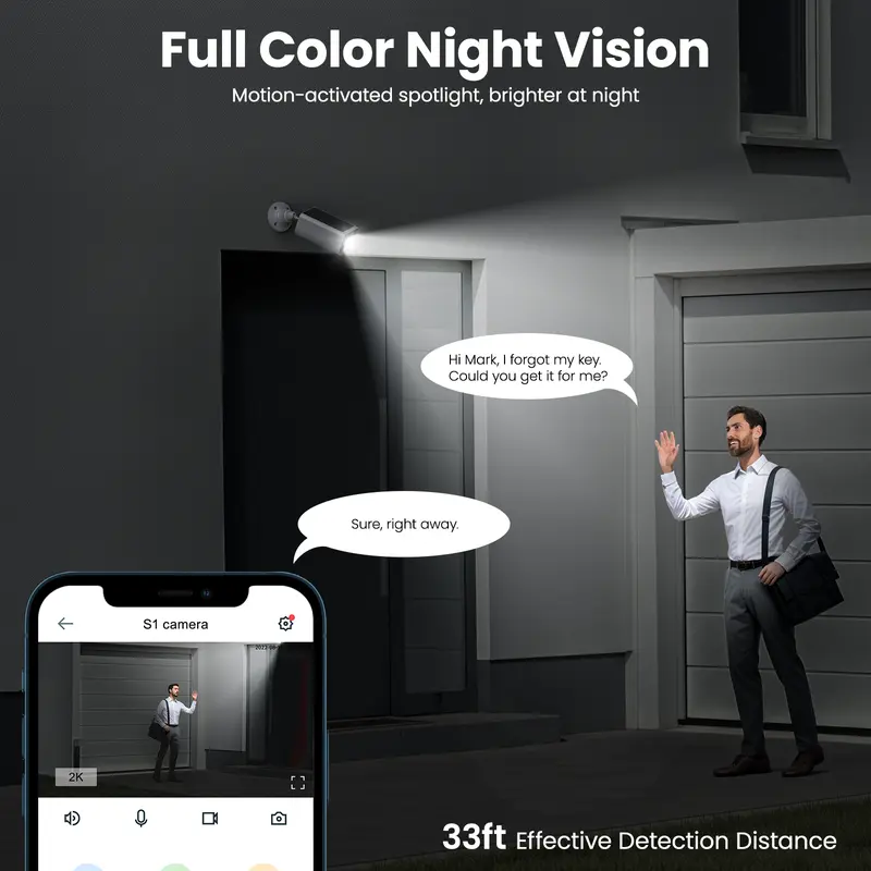 wansview 2.4Ghz WiFi Home Security Cameras Continuous Solar Power - Security Cameras Wireless for outdoor, SD/Cloud Storage (optional), Waterproof, 2K Color Night Vision, Works with Alexa/Google Home, camara de seguridad Springtok 4