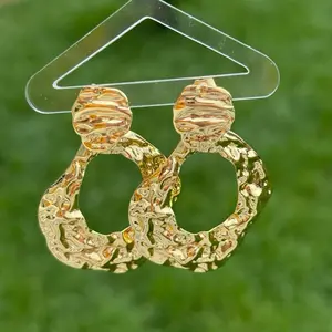 Gold Elegant Dangling Earrings - Simple Gold Design with Hanging Feature