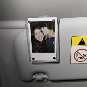 2Pcs Car Sun Visor Photo Clips Clear Acrylic Display Frames for Family Pet Photos Easy Clip Driver Gift Daily Use Set Vehicle, Fits Polaroid Go Instax Mini Stylish Car Accessory Perfect Couples Gift,Father’s Day Gift,Graduation Gifts