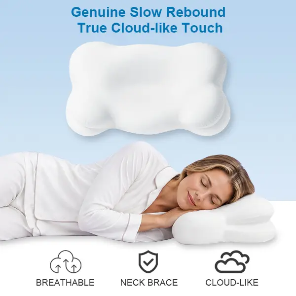 Cloud-Like Ergonomic Cervical Neck Pillow, Butterfly Shaped Slow Rebound Memory Foam for Pressure Relief, 2 Height Options for Side, Back & Stomach Sleepers, Breathable & Washable Cover