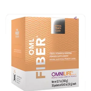 OML Fiber | Fiber’N plus | ARTIFICIAL PEACH FLAVOR | FIBER, VITAMIN & MINERAL Net wt 12.7 oz (360 g) 30 packets of 0.42 oz (12 g) each