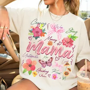 Preppy Floral Mama T-shirt, Coquette Bow Mama Png, Spring Butterfly Png, Happy Mothers Day Png, Strong Mama Shirt Png, Motherhood