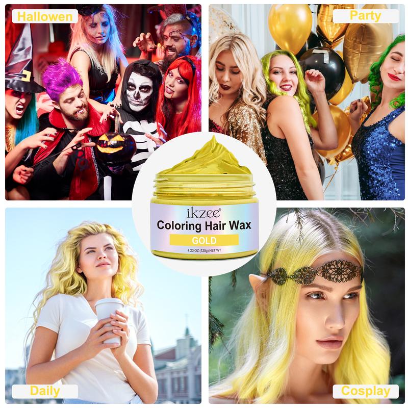 IKZEE Hair Coloring Wax, DIY Temporary Hair Color Dye, Disposable Instant Matte Hairstyle Mud Cream Hair Pomades for 9 Colors to Cosplay Nightclub Masquerade Transformation (120g) Cosmetics Outdoorfun Haircare