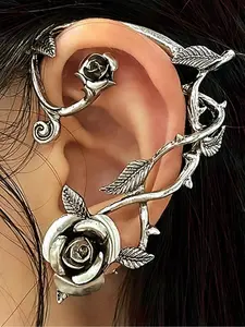 Vintage Rose Design Ear Wrap, Fashionable Punk Style Earrings for Women & Girls, Fashion Jewelry for Party, Daily Decor, Trendy All-match & Exquisite Jewelry for Birthday Gift, Valentine's Day, Gift