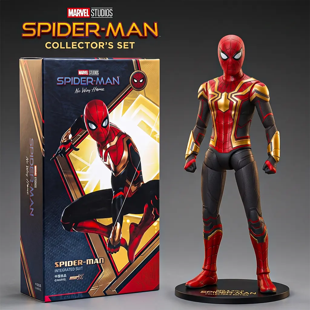 Marvel Spider-Man: No Way Home Integrated Suit 7-Inch Action Figure, Highly Articulated Collectible with 3 Pairs of Hands, 4 Web Effects, and Stand
