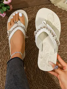 Fashion Women's Beach Style Shell Starfish Sandals, Casual Flat Open Toe Slippers, Daily Wear Outdoor Comfortable Footwear