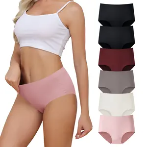 LEVAO Women's Seamless Mid-rise Waist Underwear No Show Full Coverage Briefs Stretchy Invisible Panties Cheeky Womenswear 6 Pack S-XXL