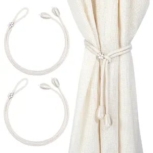 2 Pcs Curtain Tassel Tiebacks No Drilling, Boho Curtain Tiebacks Rope for Black Blue Light Color Curtains, Curtain Holders for Living Room Bedroom Outdoor Yard Garden Drapery (Beige) : Home & Kitchen