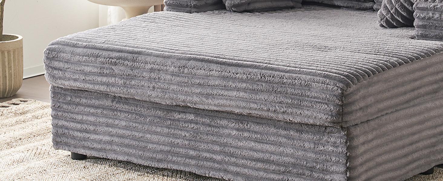 Furnimart Chaise Lounge Chair Indoor, 58 Inch Sleeper Sofa with Pillows, Fluffy Corduroy Loveseat Couch for Living Room, Comfy Oversized Reading Chair Plush