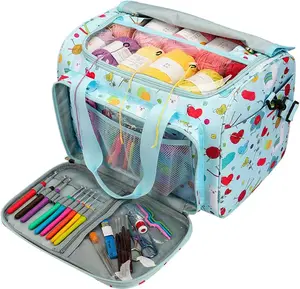 Knitting Bag Large Crochet Bag, Huge Knitting Bags and Totes Organizer Yarn Storage Organizer for Unfinished Project, Knitting , Crochet Hooks, Skeins Yarn -Ideal Knitting & Crochet