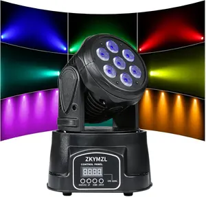 ZKYMZL 7x12W RGBW (4 in 1) LED Stage Lighting with 9/14 CH by DMX512 Control & Sound Activities - Moving Head Dj Lights for Parties Show Bar Wedding Disco KTV...