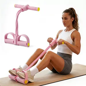 Heavy-Duty Elastic Foot Pedal Tension Rope, 6-Tube Yoga Resistance Band, All-Round Home Workout Gear for Daily Fitness & Relaxation Training