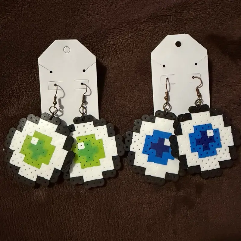 Perler Beaded Eyeball Halloween Earrings