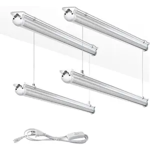 4Pack 8FT LED Shop Light Garage Lights,100W 6000K 15000LM White Light,Hanging/Surface Mount,Plug and Play,Super Bright T8 Tube Light,Linkable LED Shop Lights for Warehouse Workshop Basement