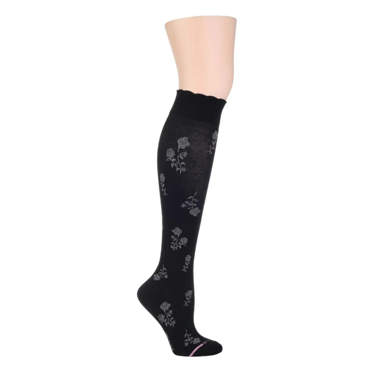 Women's Dr. Motion Compression Knee High Socks - Blooming Florals, 8-15 mmHg, Spandex-Nylon-Cotton-Polyester Smooth Fabric, Breathable, Comfortable, Everyday Leg Support