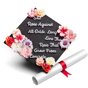 Handmade Graduation Cap Topper Gift For Her Graduation Gift Graduation Cap Decorations, She Rose Against All Odds