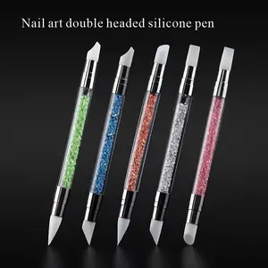 5-Piece Dual-Ended Silicone Nail Art Pen Set, Carving & Powder Application Brushes, Professional Manicure Accessories for Nail Design