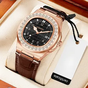 Luxury Diamond Men’s Watch – Mirror Dial Quartz Calendar Wristwatch | Perfect Gift for Him