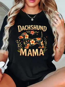 Funny Floral Dachshund Mama Gift for Dog Lovers Costume T-Shirt women's graphic tees