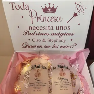 Sweet Fifteen Godparents Proposal Gift Box with Two 16oz Customizable Glasses for Future Godparents Names Opcional