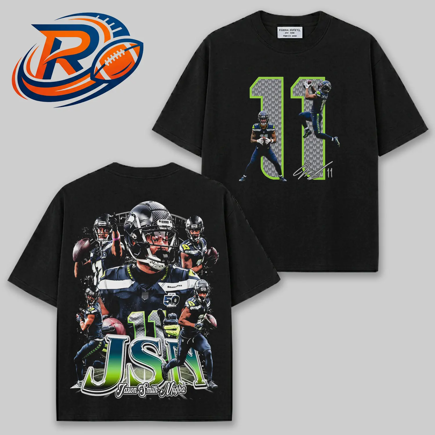 Jaxon Smith-Njigba #11 V2 Football T-Shirt, "The Hawks" Wide Receiver Graphic T-Shirt, JSN Football Fan Apparel, Vintage Sports Tee, Seahawks Fan T-Shirt, Football Fan Gear, Game Day Streetwear, Retro Football Graphic T-Shirt, Gift for Football Fans
