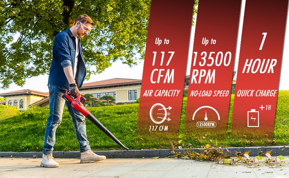 PowerSmart 40V Electric Cordless Leaf Blower, 450CFM 130MPH, with 2x 2.0Ah Batteries & Chargers for Quick Lawn Care, Lightweight & Portable, DB2201B, soplador, soffiatore