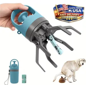 Portable Dog Pooper Scooper No Touch Claw Pickup Tool with Waste Bag Holder Easy One Hand Dog Walking Outdoor Pet Cleanup