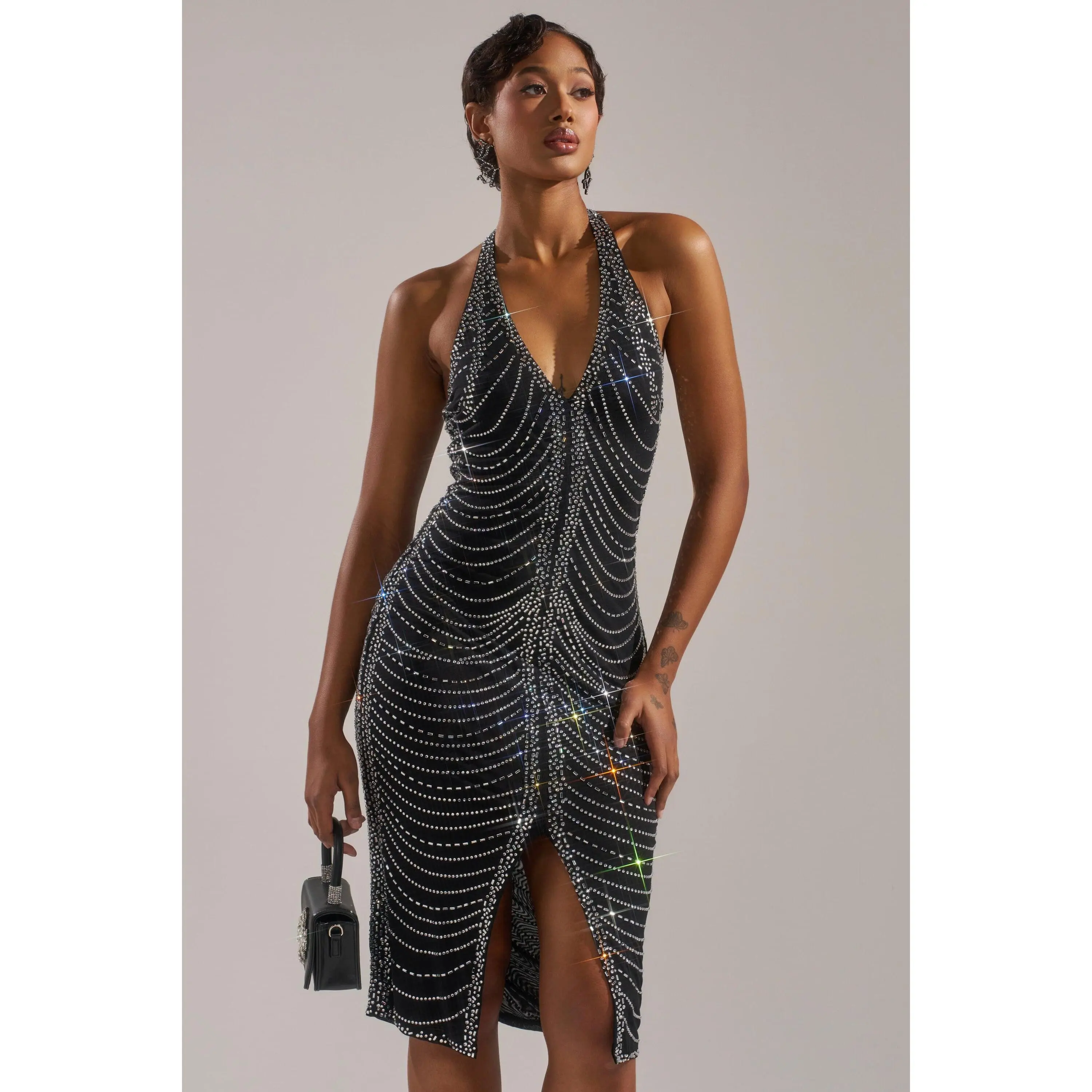 LANA RHINESTONE MIDI DRESS