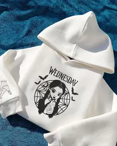 Embroidered Wednesday Crewneck Sweatshirt, Wednesday Addams Hoodie, embroidery sweatshirt
