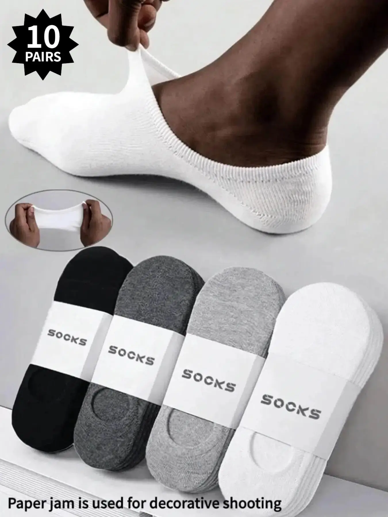10 pairs of men's invisible socks, thick and comfortable, moisture-wicking and breathable fabric, suitable for all daily occasions. Men's summer invisible socks, boat socks, Casual stylish socks.
