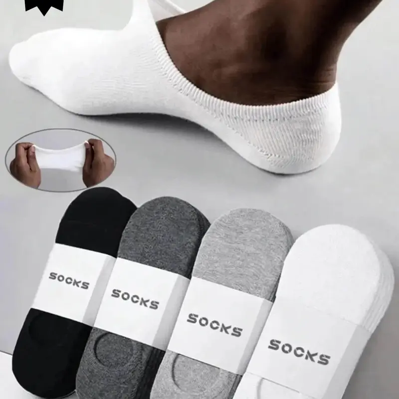 10 pairs of men's invisible socks, thick and comfortable, moisture-wicking and breathable fabric, suitable for all daily occasions. Men's summer invisible socks, boat socks, Breathable Polyester Socks.