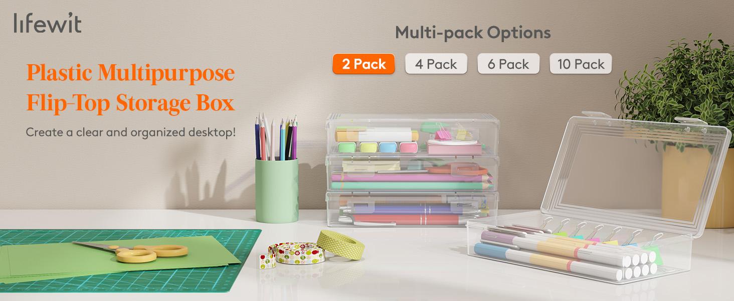Lifewit Plastic Pencil Box with Snap-tight Lid, Large Capacity Hard Pencil Case, Transparent & Stackable Design for Art Supplies, Classroom, Office