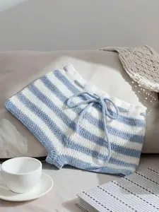 Dobris Laee Women Drawstring Waist Striped Casual Knitted Shorts