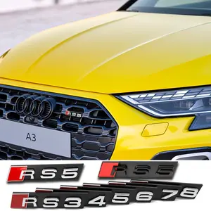 Audi Rs Series Car Grille Emblem Badge, Car Logo Decorative Sticker, Automotive Decoration Accessories, Fits Rs3 Rs4 Rs5 Rs6 Rs7 Rs8