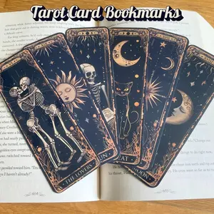 Tarot Card Bookmarks – Witchy Aesthetic Bookmark Set, Celestial Gothic Bookmarks, Dark Academia