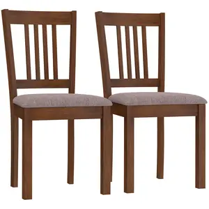 HOMCOM Modern Dining Chairs Set of 2, Linen Fabric Upholstered Kitchen Chairs with Rubberwood Legs for Dining Room, Living Room