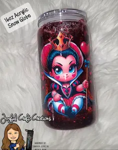 16 oz Acrylic Glitter Queen Of Hearts Snow Globe