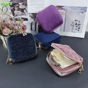 Chenille Fabric Tassel Zipper Jewelry Pouch Accessory - Satin Lined, Portable Anti-Scratch Storage Bag for Rings, Bracelets, Earrings, Necklaces, Ideal for Daily Carry, Vacation Travel, Women’s Holiday Gift